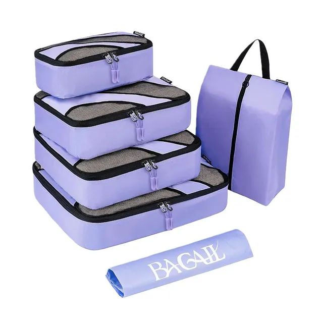bagail-6-set-half-mesh-packing-cubes-with-laundry-bag-shoe-bag-travel-luggage-or image 1