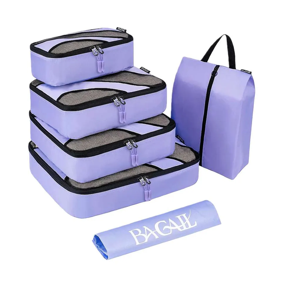 bagail-6-set-half-mesh-packing-cubes-with-laundry-bag-shoe-bag-travel-luggage-or image 1