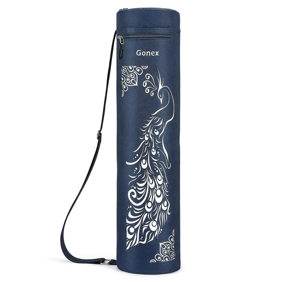 gonex-yoga-mat-bag-with-peacock-pattern-28-x-7-diameter image 1
