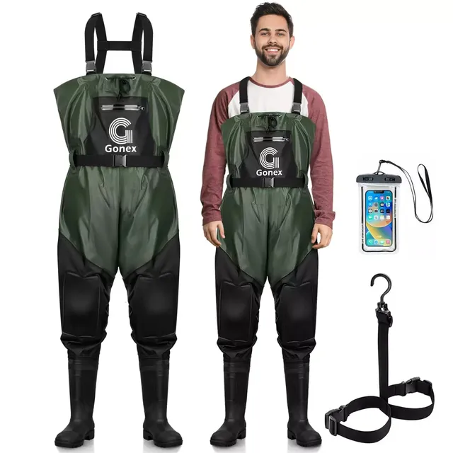gonex-pvc-chest-wader-with-boot-hanger-waterproof-lightweight image 1