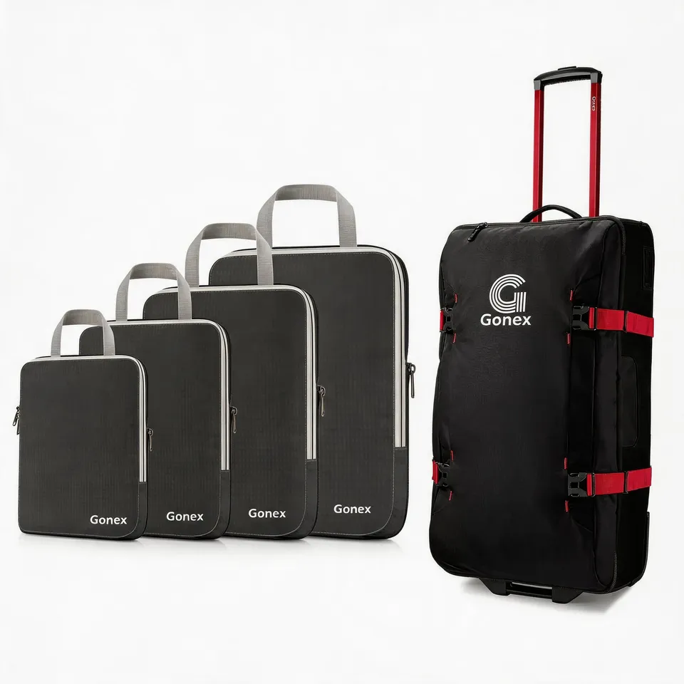 gonex-long-haul-flight-2-piece-set-30-rolling-duffle-4-piece-compression-cubes image 1
