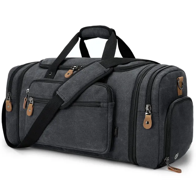 gonex-60l-canvas-duffle-bag-with-shoe-compartment image 1