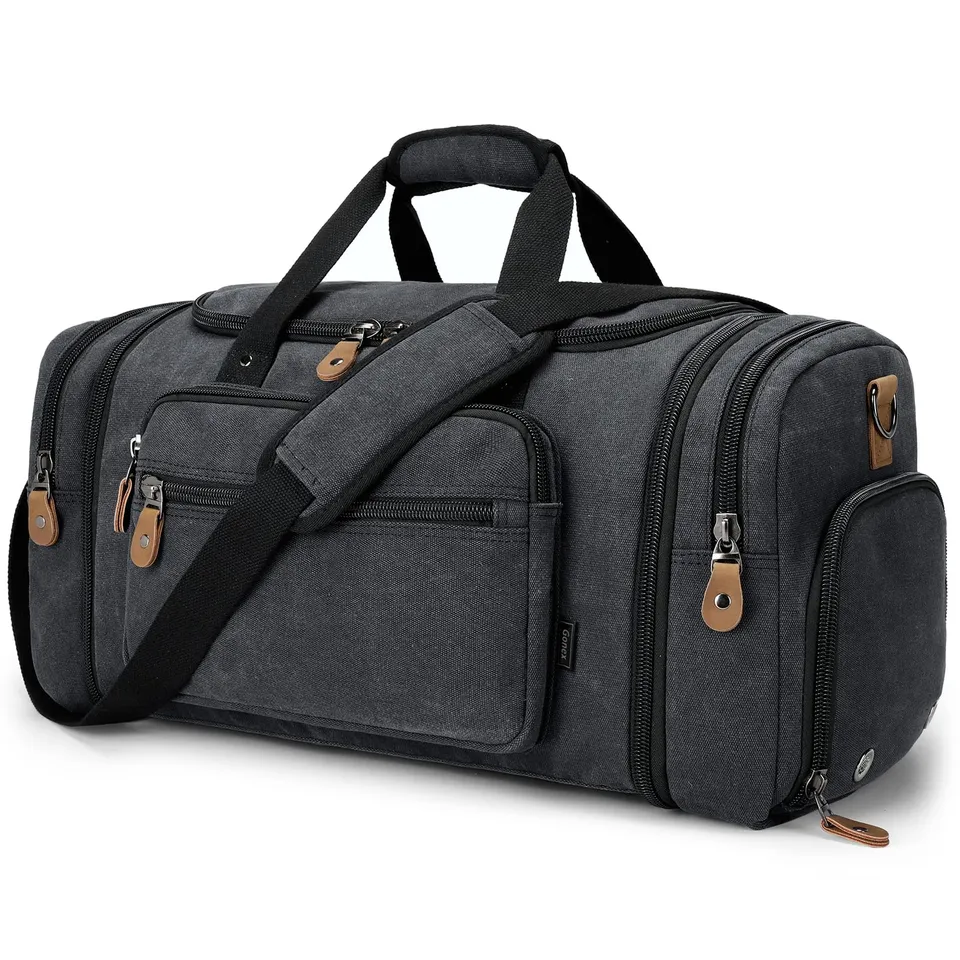 gonex-60l-canvas-duffle-bag-with-shoe-compartment image 1