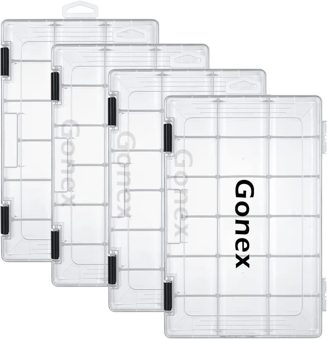 gonex-3600-tackle-boxes-adjustable-dividers-clear-pp-standard-size image 1