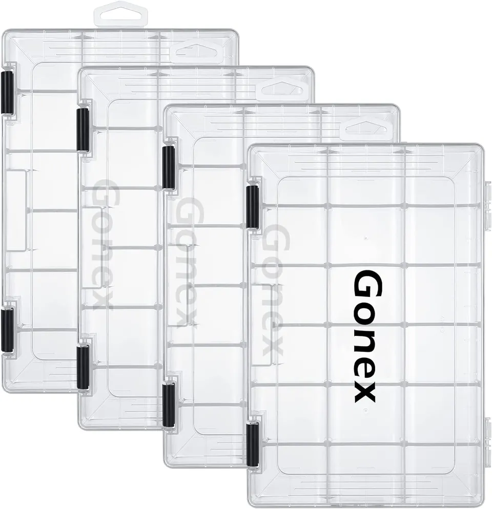gonex-3600-tackle-boxes-adjustable-dividers-clear-pp-standard-size image 1