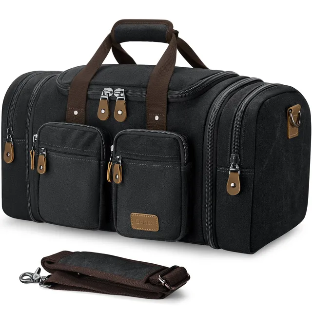 gonex-60l-expandable-canvas-duffle-bag-with-wet-dry-separation-pocket image 1