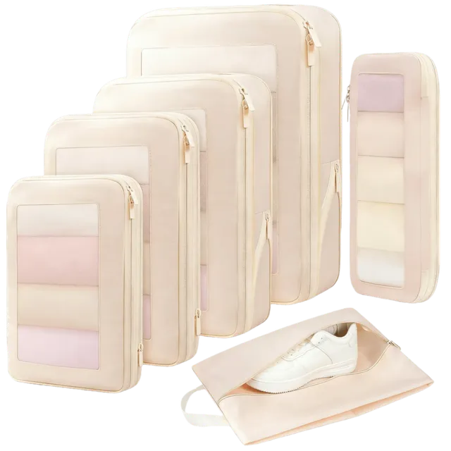 bagail-5-set-square-mesh-compression-packing-cubes-expandable-travel-organizers- image 1