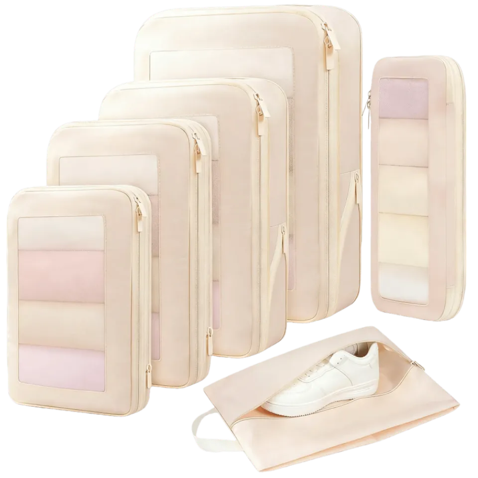 bagail-5-set-square-mesh-compression-packing-cubes-expandable-travel-organizers- image 1