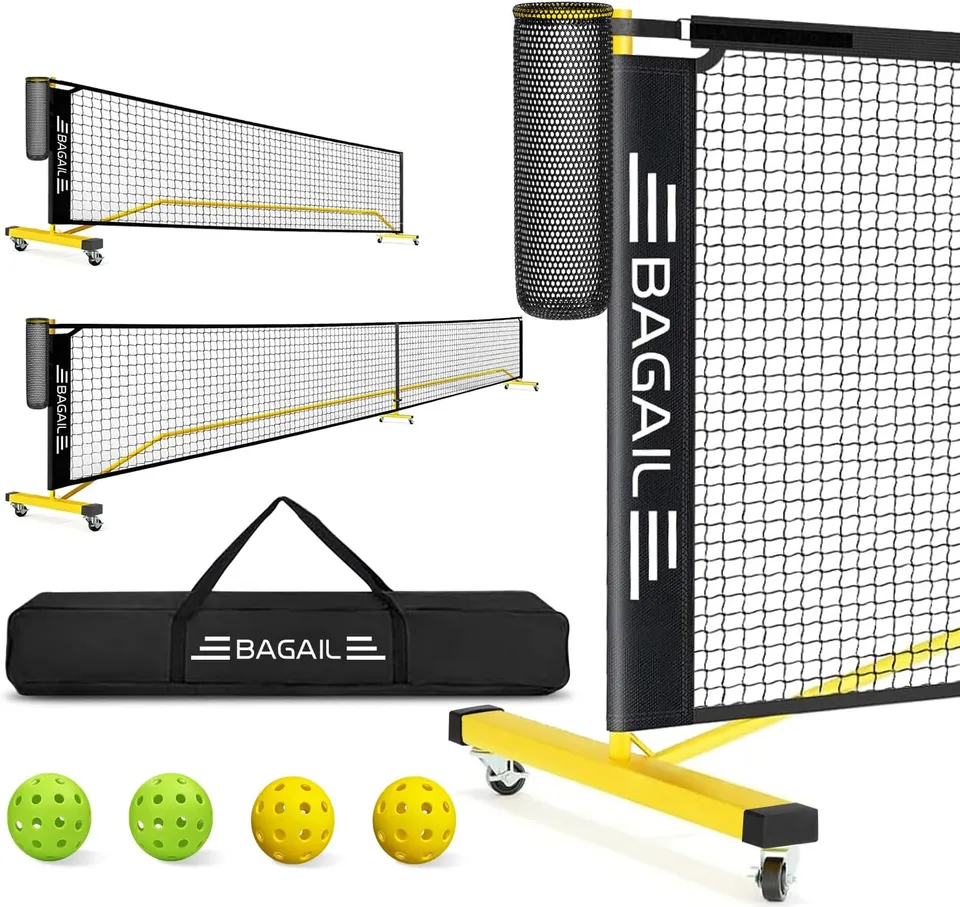 bagail-portable-pickleball-net-set-22ft-regulation-size-with-ball-collector-4-ba image 1