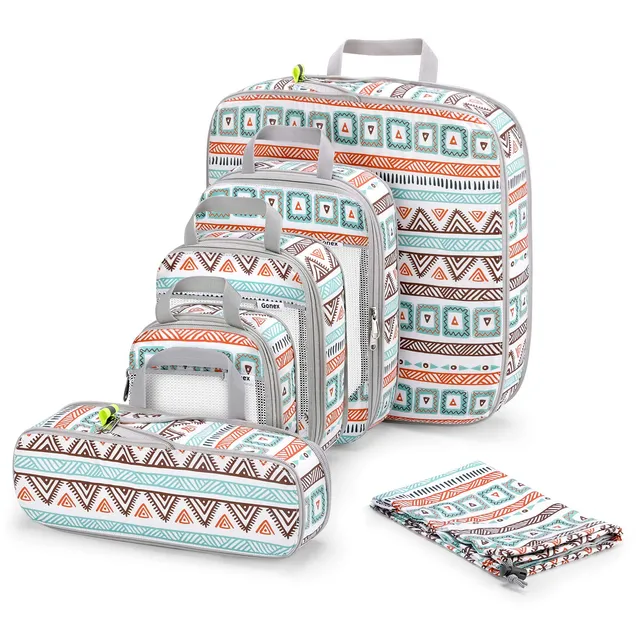 gonex-boho-compression-packing-cubes-6-piece-set image 1