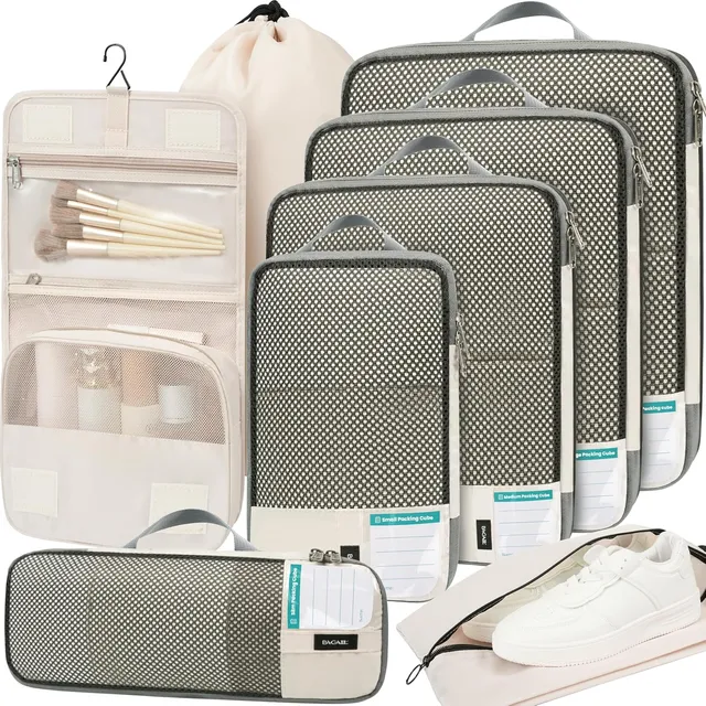 bagail-8-set-see-through-compression-packing-cubes-with-labels-toiletry-bag-suit image 1