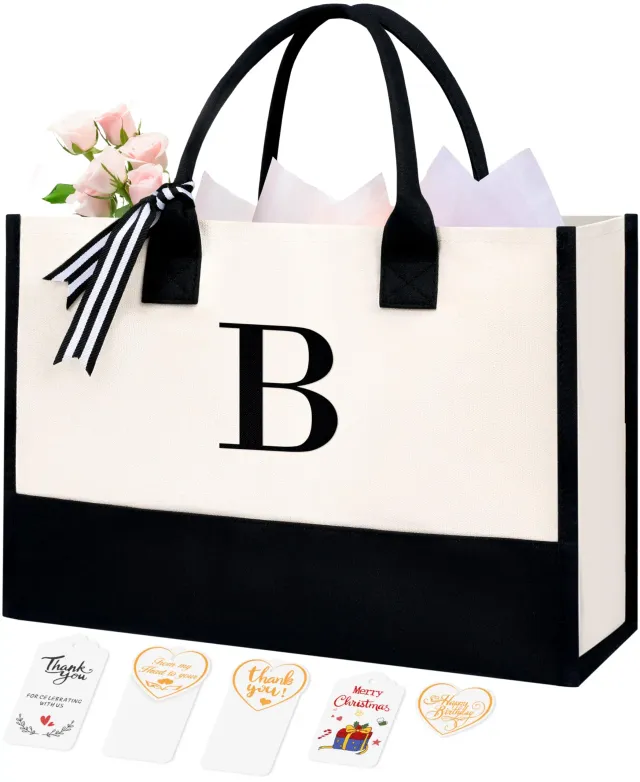 bagail-personalized-initial-tote-bag-custom-monogram-canvas-tote-for-women-teach image 1