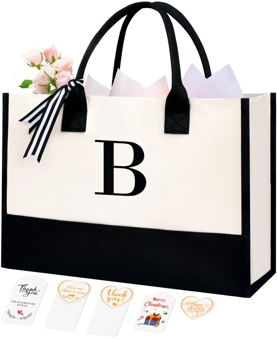 bagail-personalized-initial-tote-bag-custom-monogram-canvas-tote-for-women-teach image 1