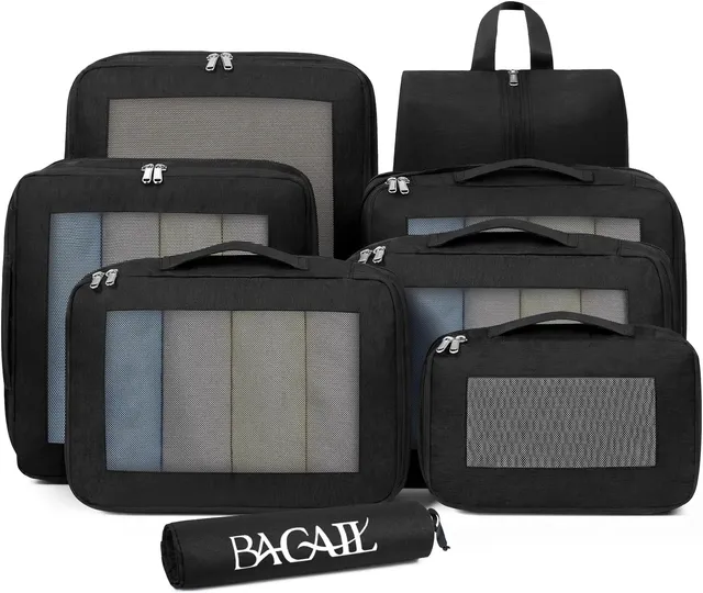 bagail-8-set-compression-packing-cubes-with-shoe-bag-laundry-bag image 1