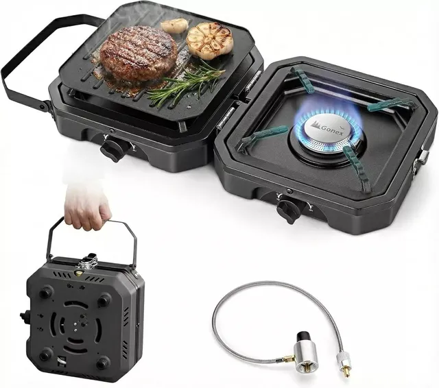 gonex-portable-propane-camping-stove-16-000-btu-dual-burner-with-griddle-grill-g image 1