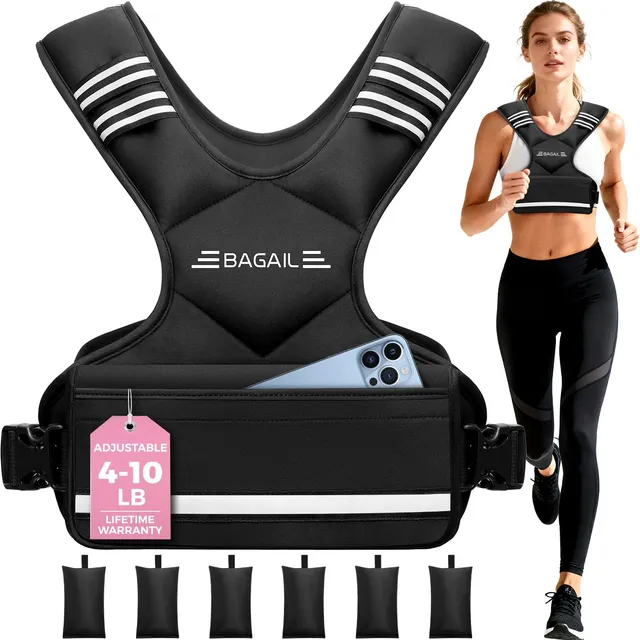 bagail-adjustable-weighted-vest-4-10-12-18-20-32lb-x-shape-u-neck-with-6-removab image 1