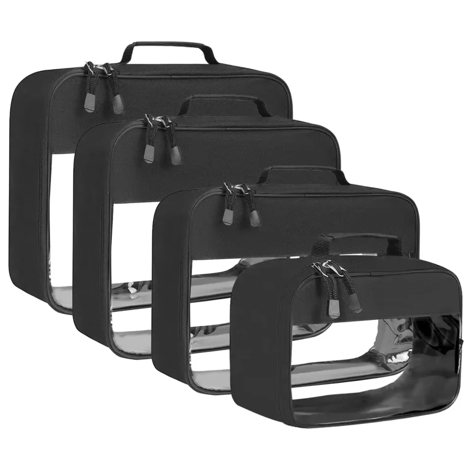 bagail-clear-packing-cubes-4-set-beige-see-through-travel-organizers-for-luggage image 1