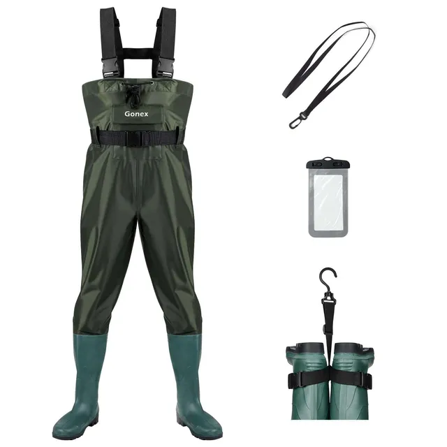gonex-chest-waders-lightweight-waterproof-fishing-waders-with-boots-size-9-14 image 1