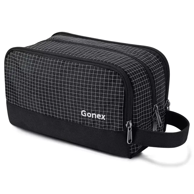 gonex-checkered-travel-toiletry-bag-water-resistant-nylon-dopp-kit-with-checkere image 1