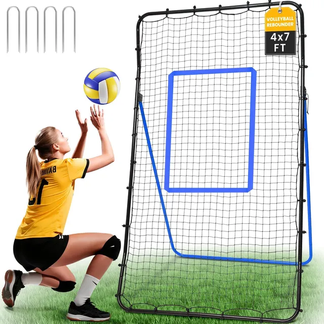 bagail-volleyball-rebounder-net-7x4-ft-adjustable-angles-sturdy-base image 1