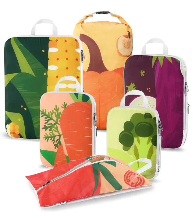 gonex-veggie-compression-packing-cubes-set-space-saving-cute-prints-dual-zipper- image 1