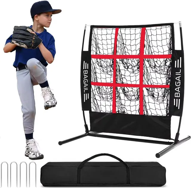 bagail-baseball-and-softball-pitching-net-with-9-pockets-portable-practice-targe image 1