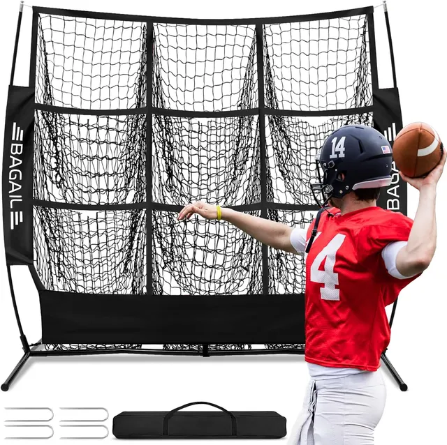 bagail-football-throwing-net-5-or-9-target-pockets-heavy-duty-portable-qb-accura image 1