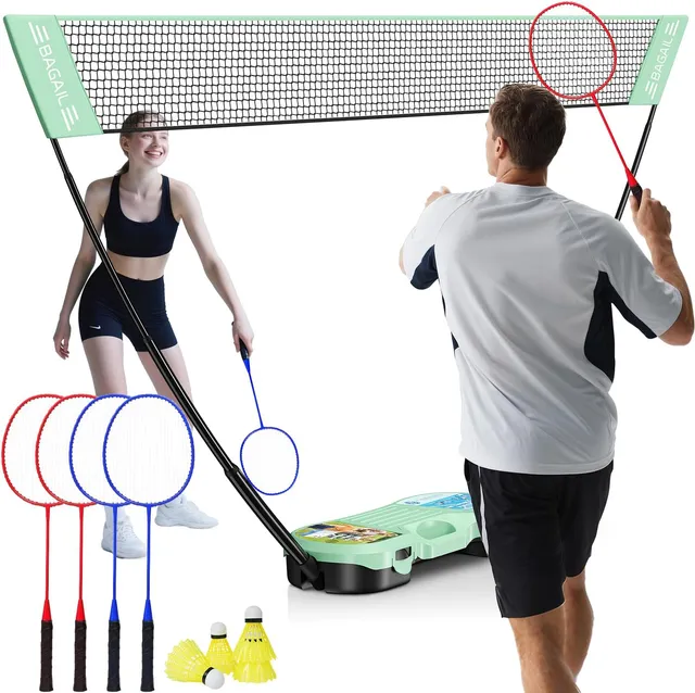 bagail-portable-badminton-net-set-pop-up-net-with-carry-case-complete-4-racket-s image 1