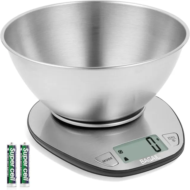 bagail-basics-digital-kitchen-scale-large-clear-display-stainless-steel-mixing-b image 1