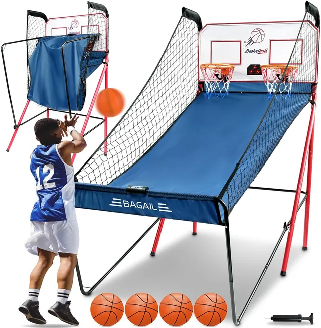 bagail-basketball-shooting-game-foldable-arcade-with-8-game-modes-electronic-sco image 1