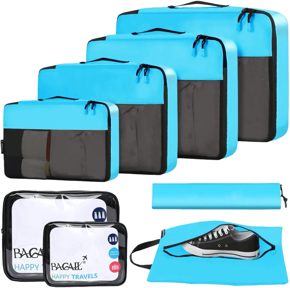 bagail-8-set-packing-cubes-with-clear-bags-shoe-bag-travel-organizer-set image 1