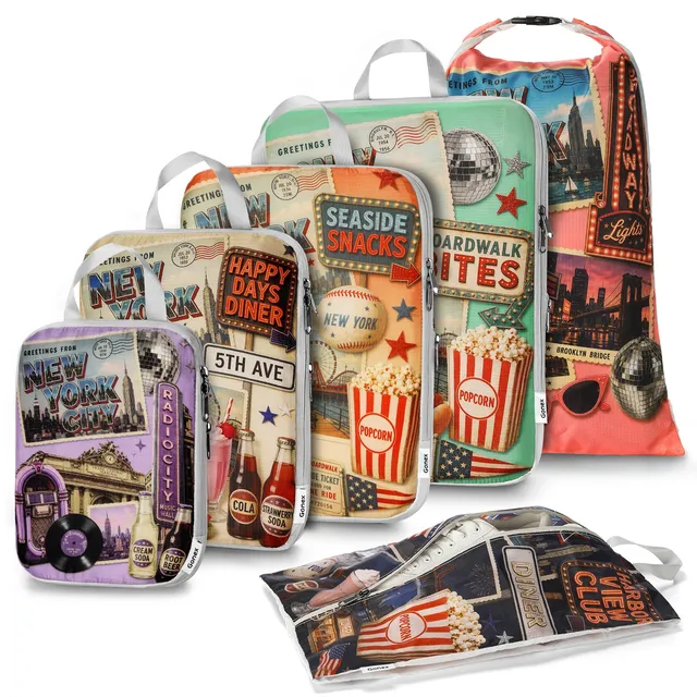 gonex-new-york-compression-packing-cubes-7-piece-set-with-vintage-nyc-artwork image 1