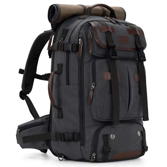 gonex-vintage-canvas-backpack-3-in-1-convertible-travel-bag-40l-45l image 1