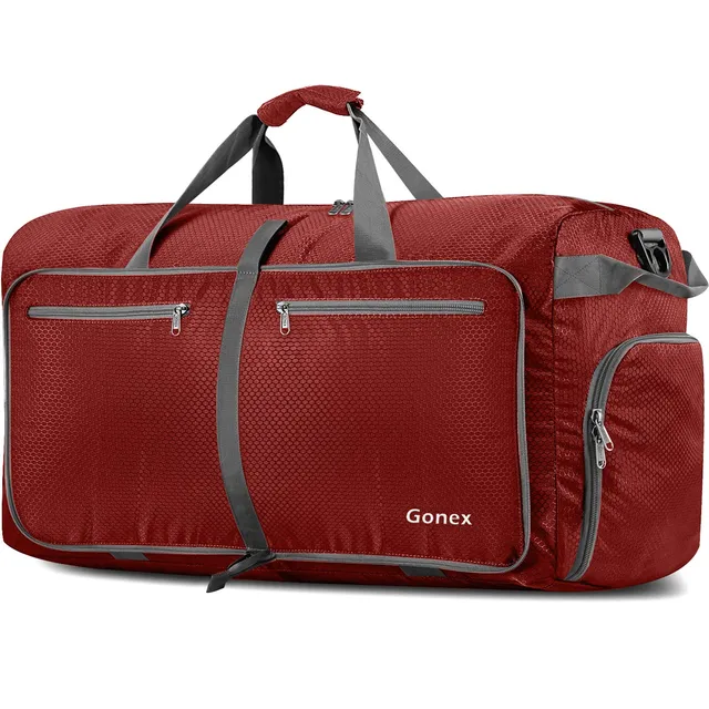 gonex-60l-collapsible-duffel-bag-with-shoes-compartment-foldable-travel-weekende image 1
