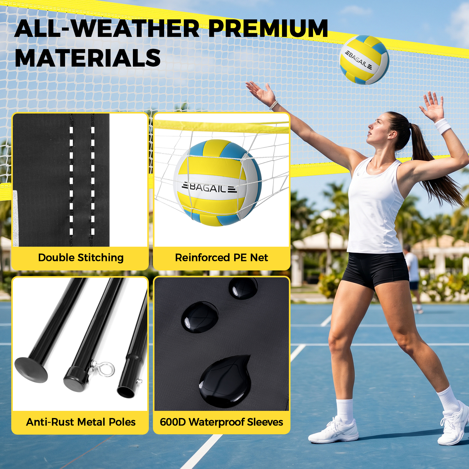 bagail-outdoor-volleyball-net-set-20ft-32ft-portable-with-carry-bag-ball-pump-in image 3