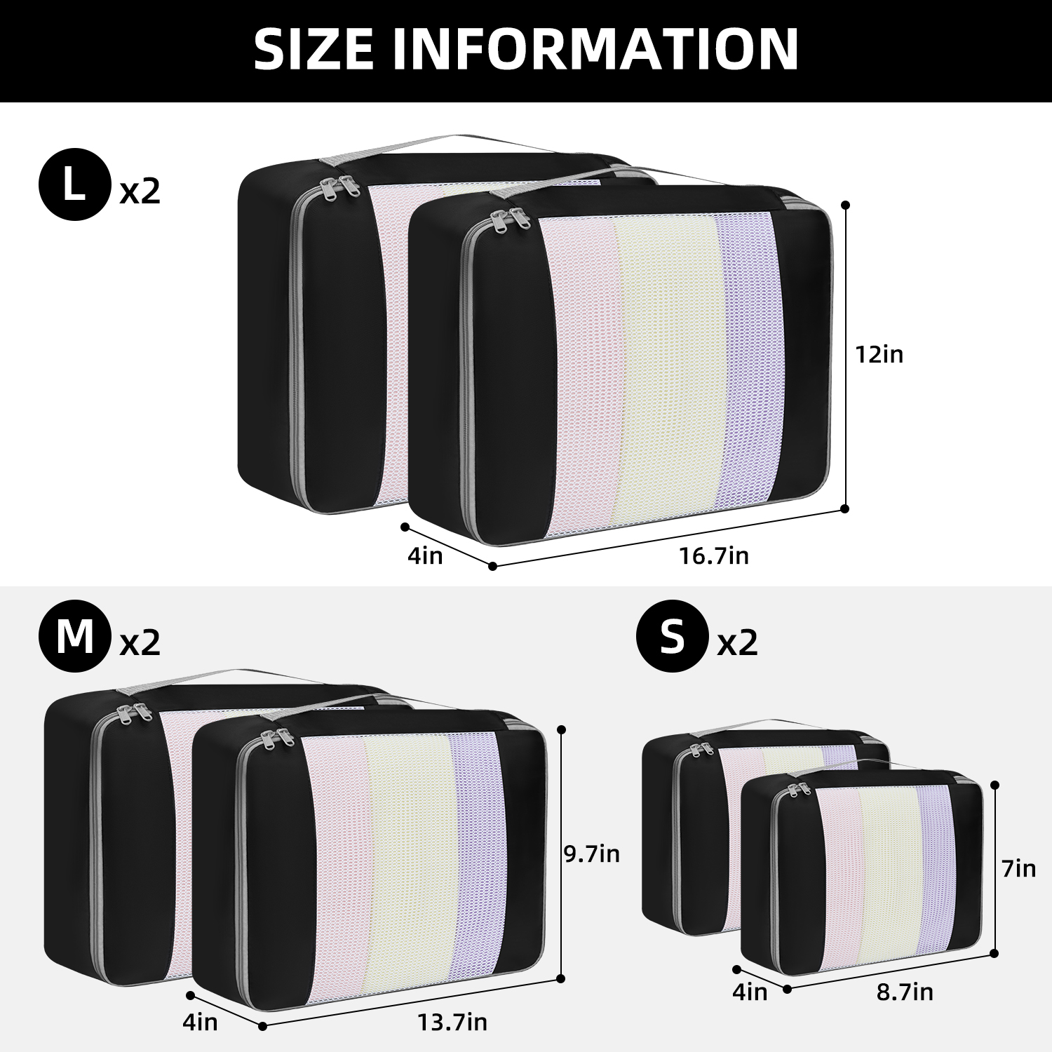 bagail-6-piece-mesh-packing-cubes-set-various-sizes-for-travel-organization image 2