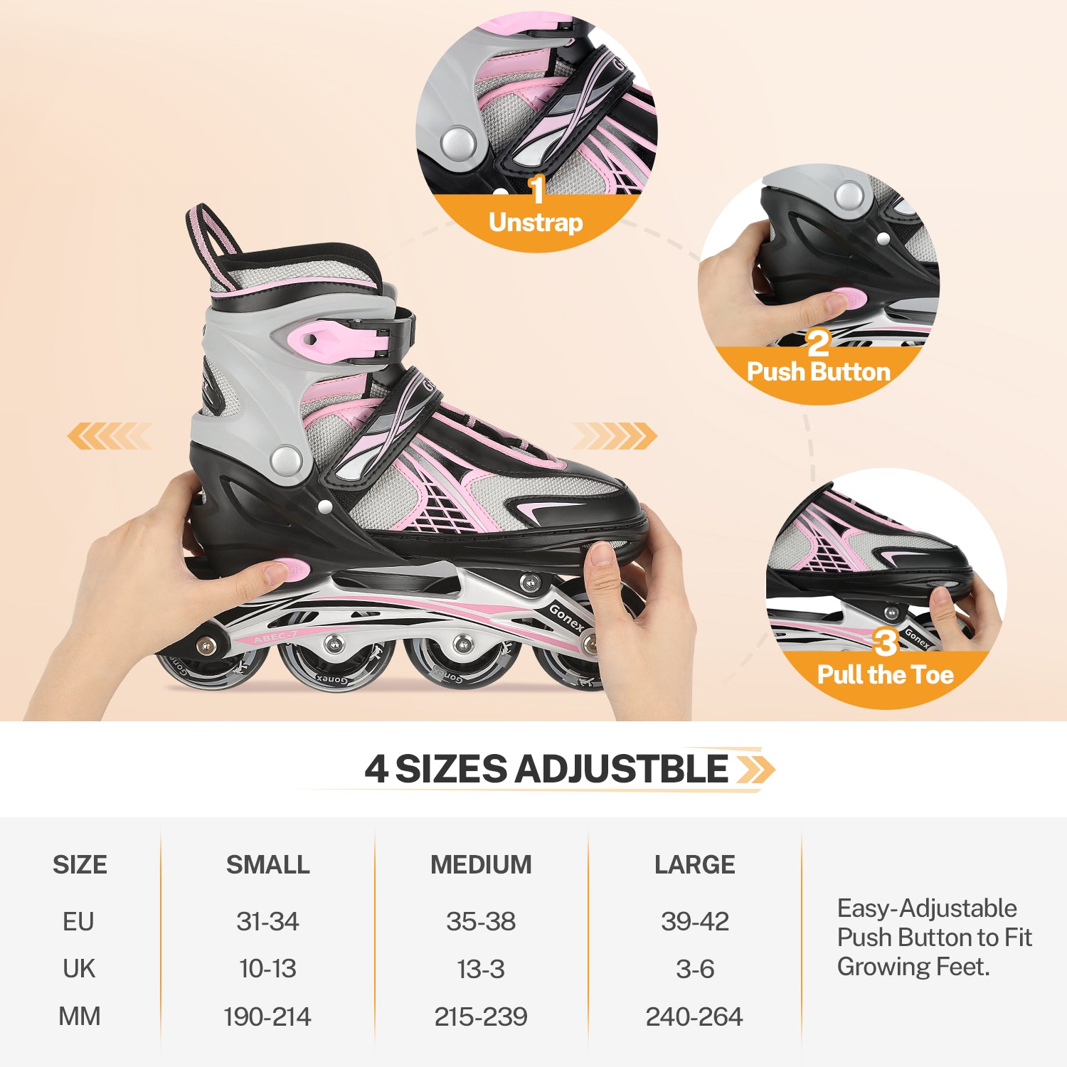 gonex-adjustable-inline-skates-for-kids-with-flashing-wheels image 4
