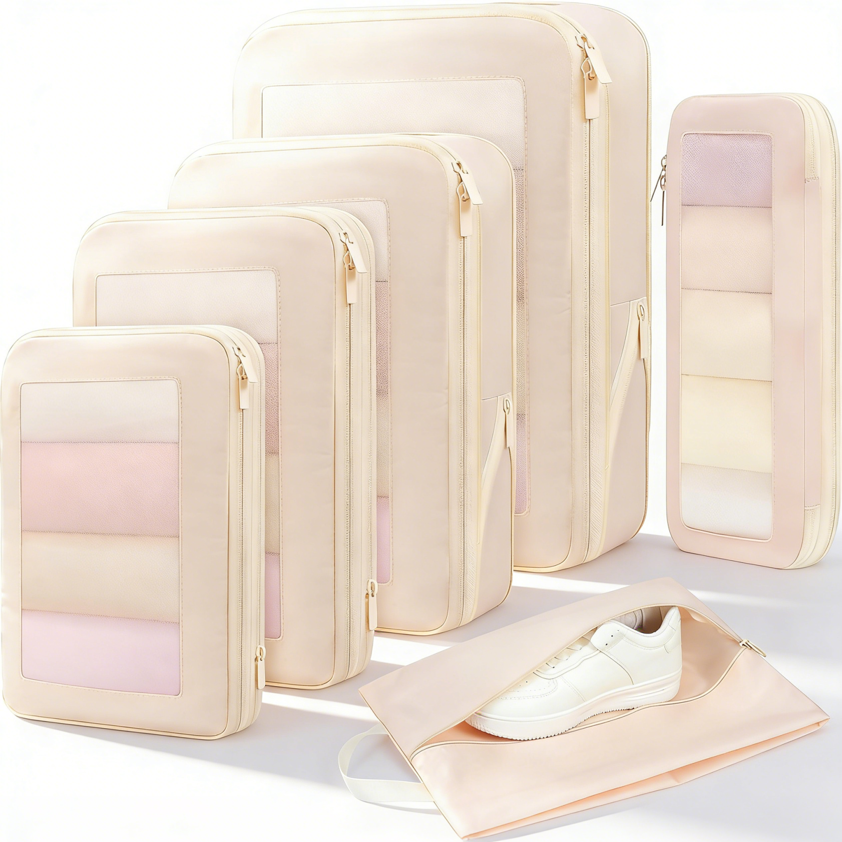 bagail-5-set-square-mesh-compression-packing-cubes-expandable-travel-organizers- image 2