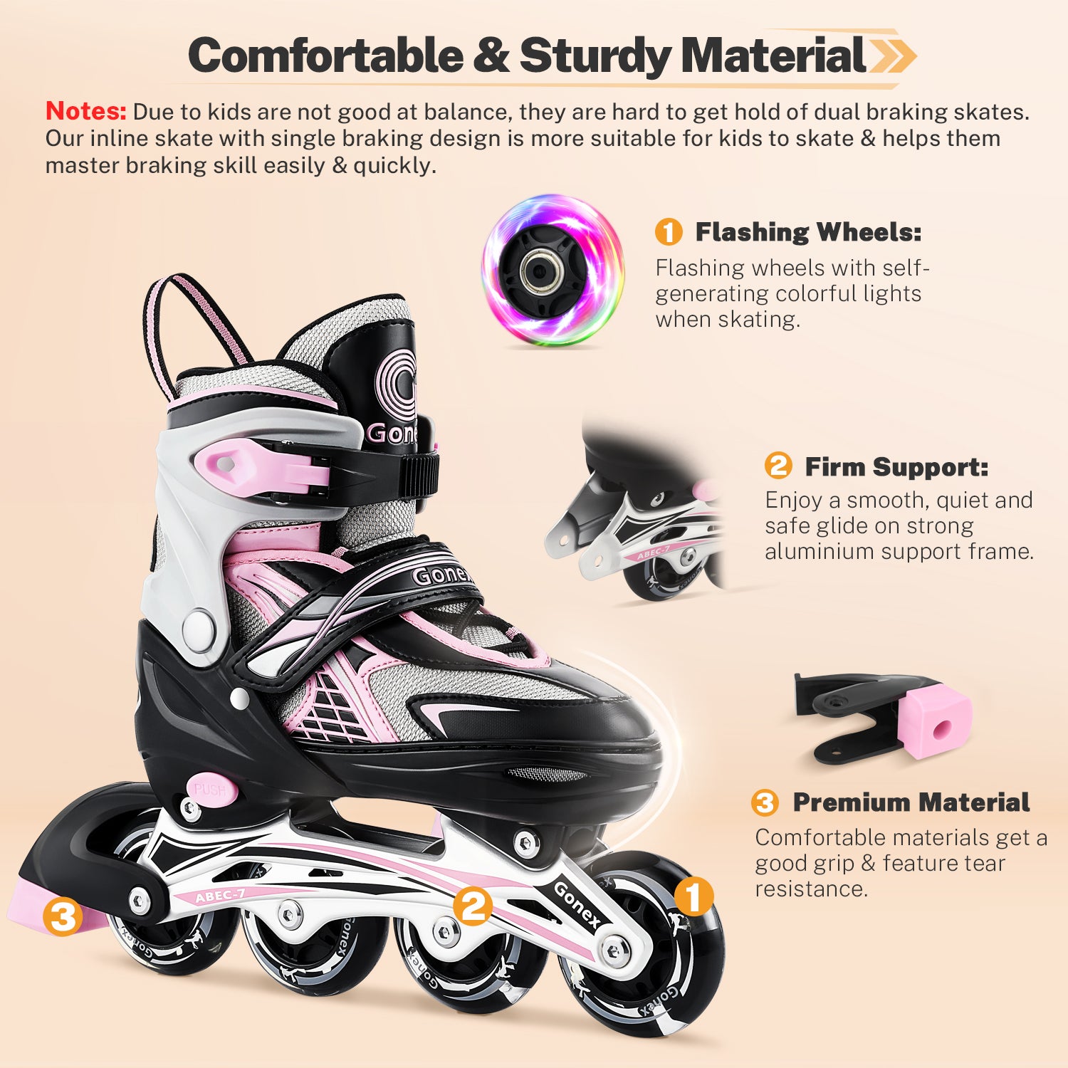 gonex-adjustable-inline-skates-for-kids-with-flashing-wheels image 7