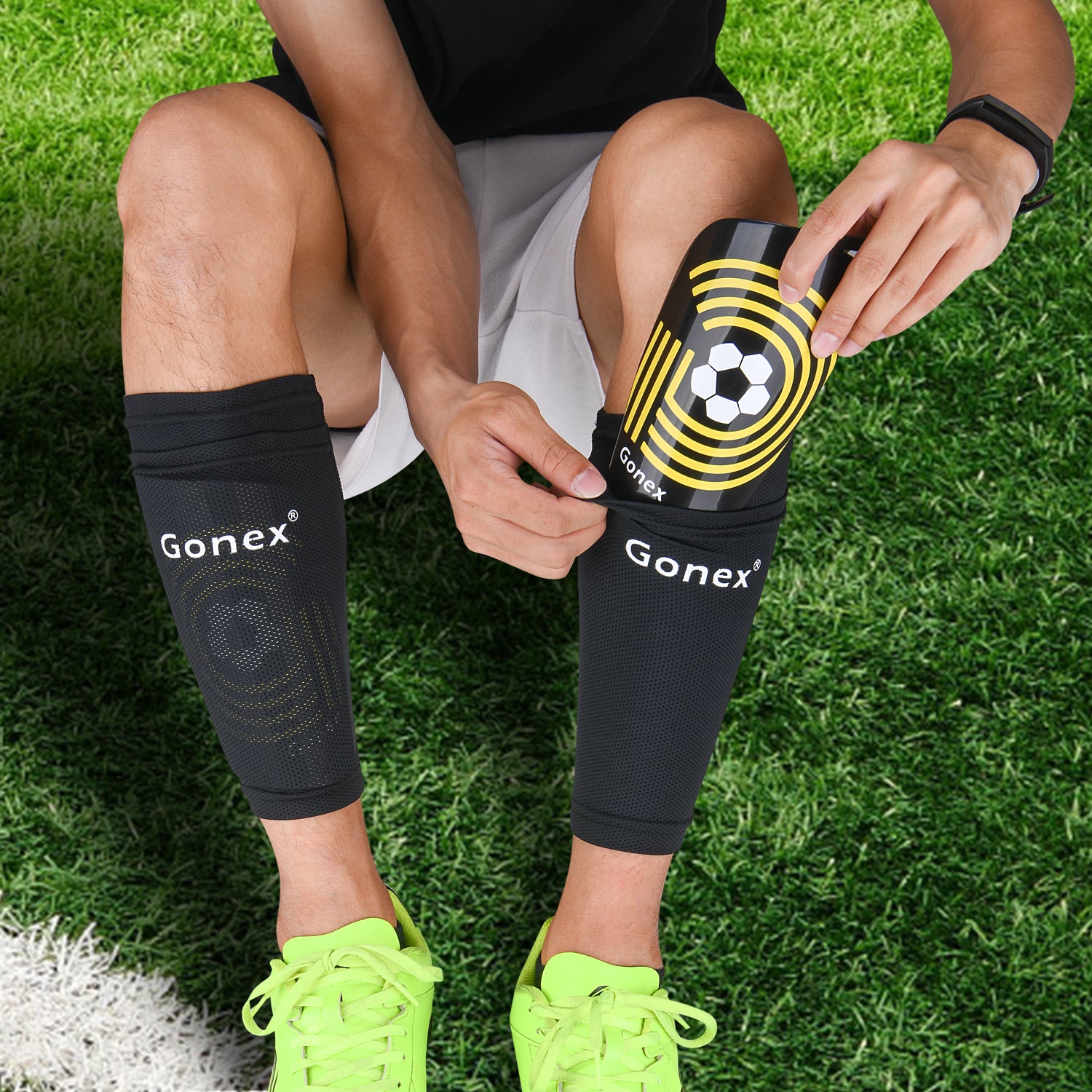 gonex-soccer-shin-guards-for-kids-adults-shock-absorbing-pp-front-plates-with-ev image 2