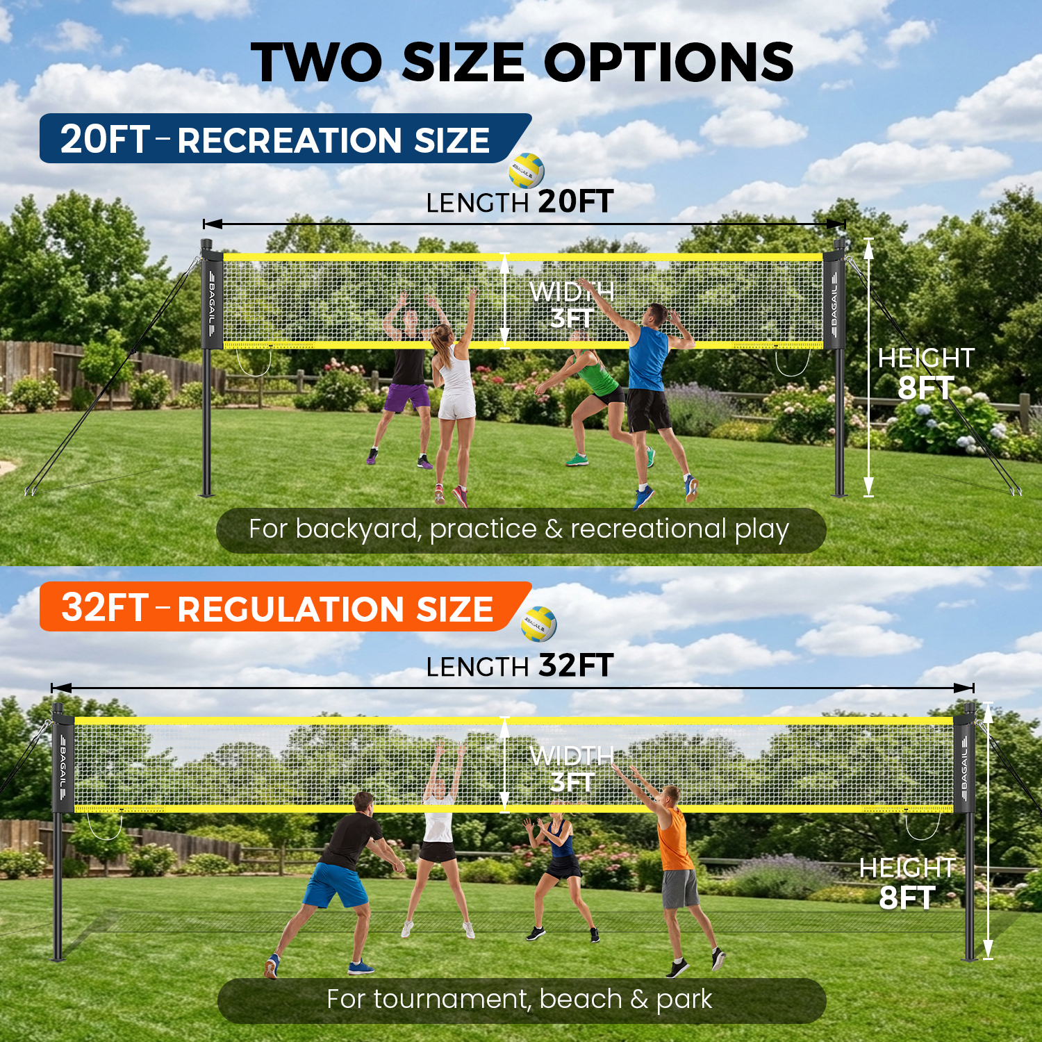 bagail-outdoor-volleyball-net-set-20ft-32ft-portable-with-carry-bag-ball-pump-in image 7