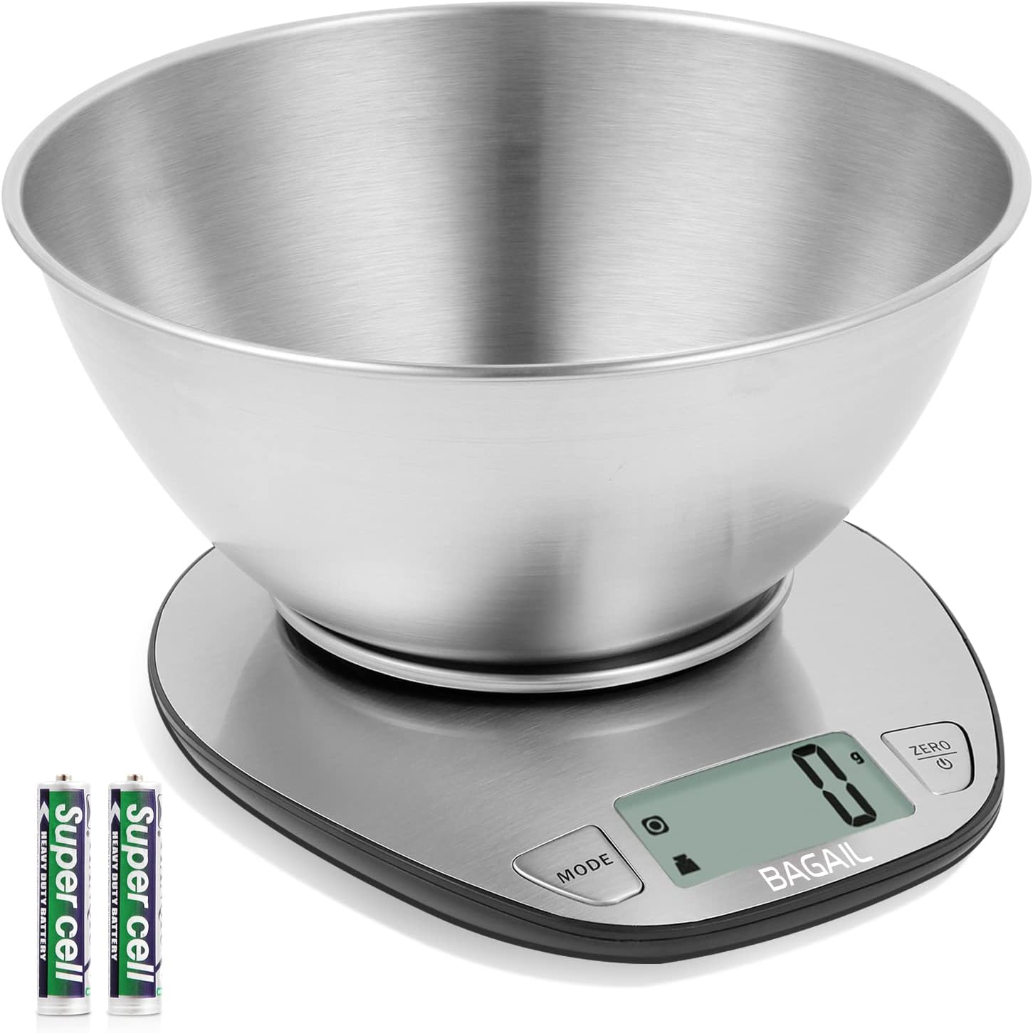 bagail-basics-digital-kitchen-scale-large-clear-display-stainless-steel-mixing-b image 1