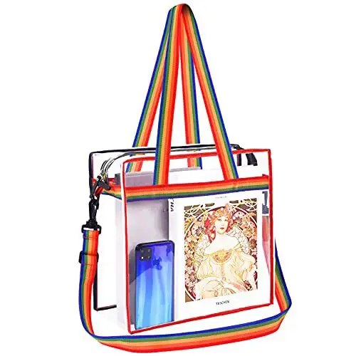 bagail-stadium-approved-clear-tote-bag-crossbody-messenger-shoulder-bag-with-adj image 4