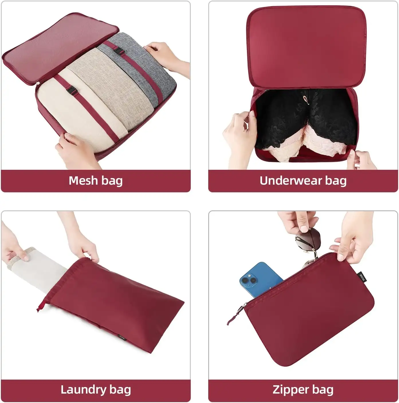 bagail-10-set-mesh-packing-cubes-with-laundry-bag-makeup-bag-zipper-pouch image 6