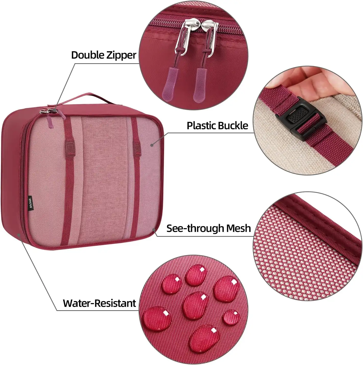 bagail-10-set-mesh-packing-cubes-with-laundry-bag-makeup-bag-zipper-pouch image 7