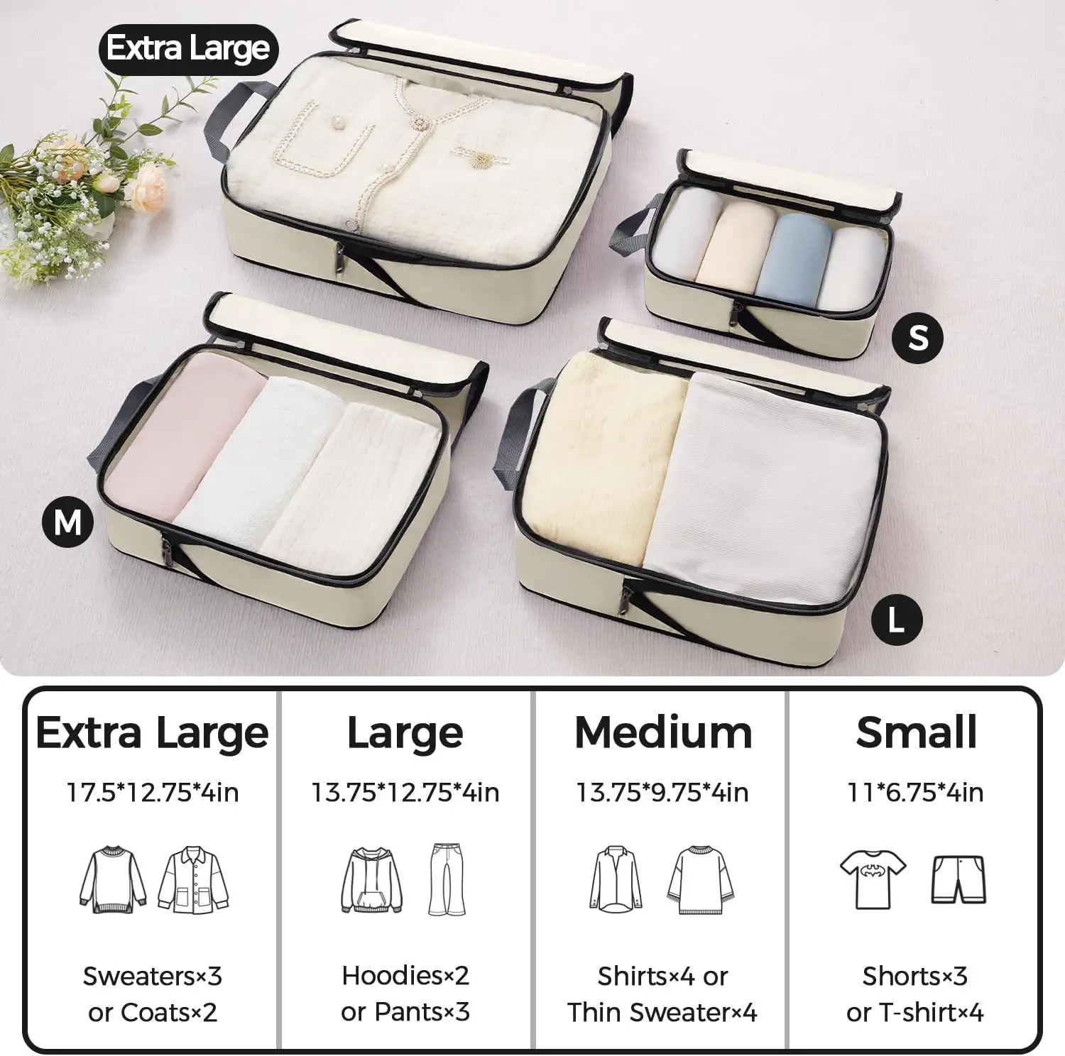 bagail-4-set-compression-packing-cubes-expandable-travel-organizers image 2