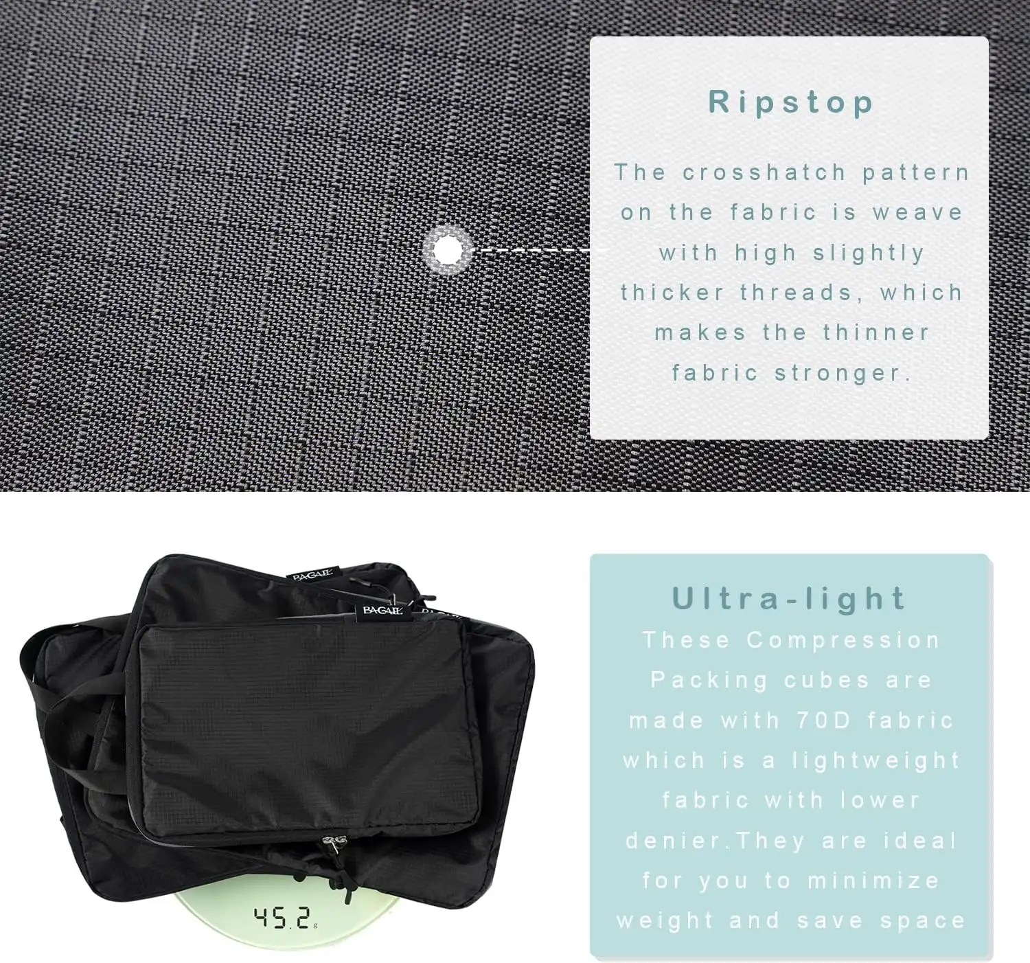 bagail-6-set-ultralight-compression-packing-cubes-water-resistant-outdoor-gear-o image 7
