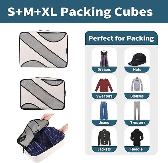 bagail-6-set-half-mesh-packing-cubes-various-sizes-travel-luggage-organizers image 3