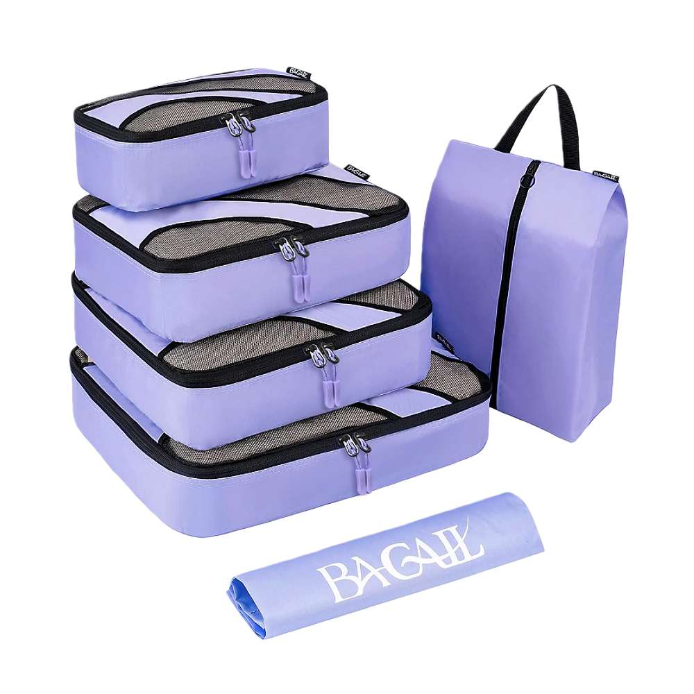 bagail-6-set-half-mesh-packing-cubes-with-laundry-bag-shoe-bag-travel-luggage-or image 1