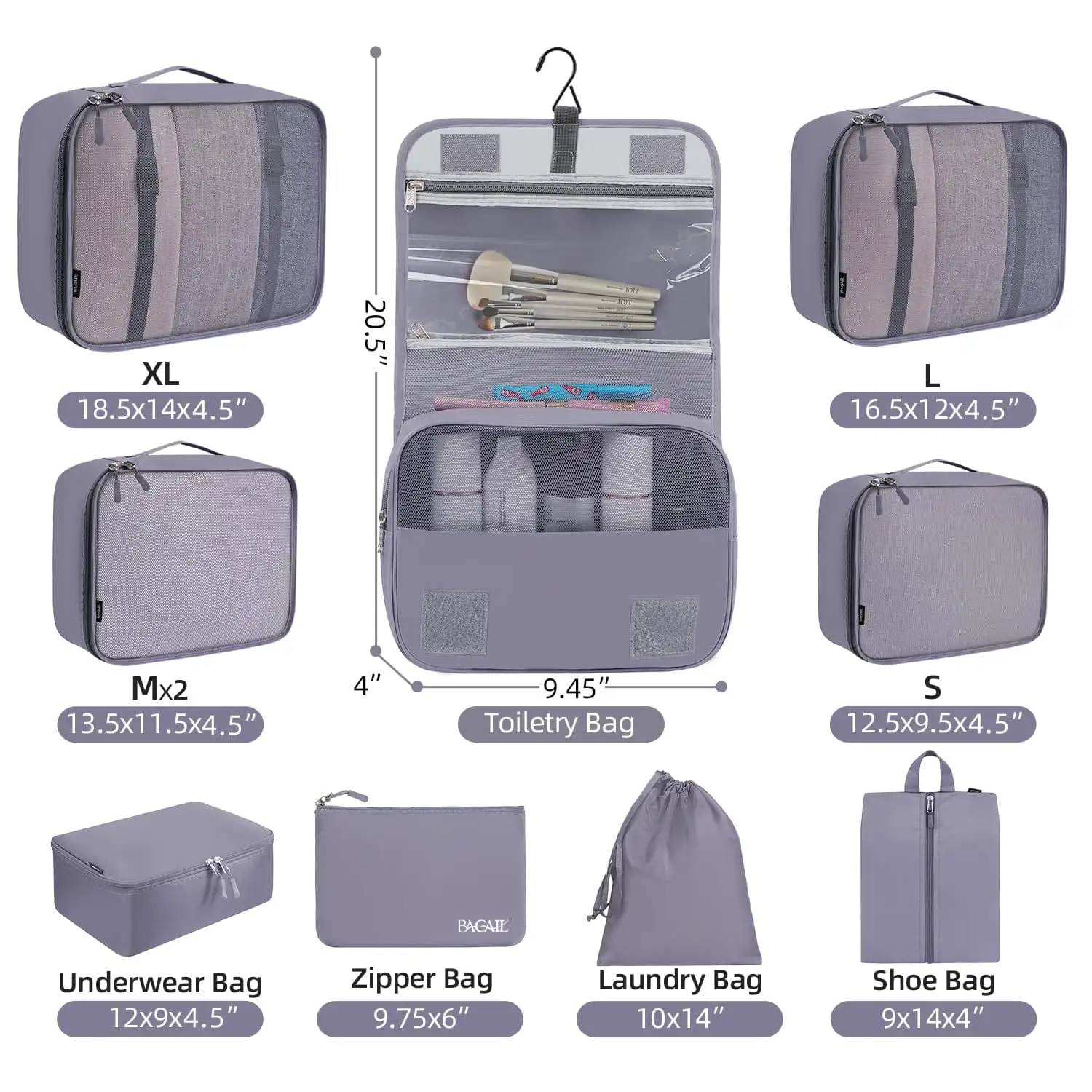 bagail-8-set-middle-mesh-packing-cubes-with-makeup-bag-and-shoe-bag image 7